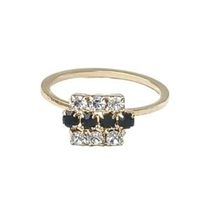 🍀HP🍀 Black Onyx and Cubic Zirconia Gold Ring